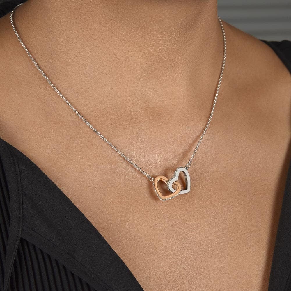 ShineOn Fulfillment Jewelry Soulmate Necklace, To My Soulmate Necklace, Soulmate Gift, Interlocking Hearts, Silver and Rose Gold Necklace, Free Gift Box, Free Shipping