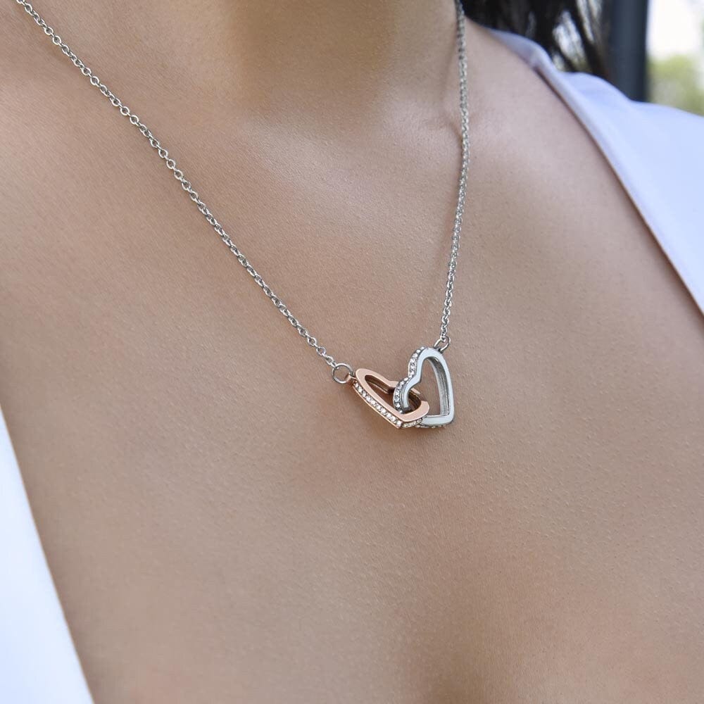 ShineOn Fulfillment Jewelry Soulmate Necklace, To My Soulmate Necklace, Soulmate Gift, Interlocking Hearts, Silver and Rose Gold Necklace, Free Gift Box, Free Shipping