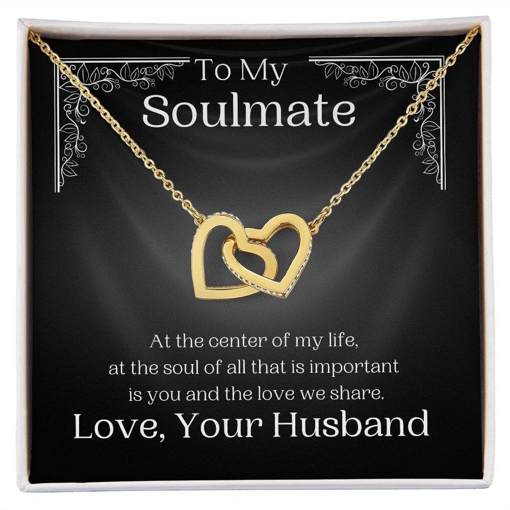 ShineOn Fulfillment Jewelry Soulmate Necklace, To My Soulmate Necklace, Soulmate Gift, Interlocking Hearts, Silver and Rose Gold Necklace, Free Gift Box, Free Shipping