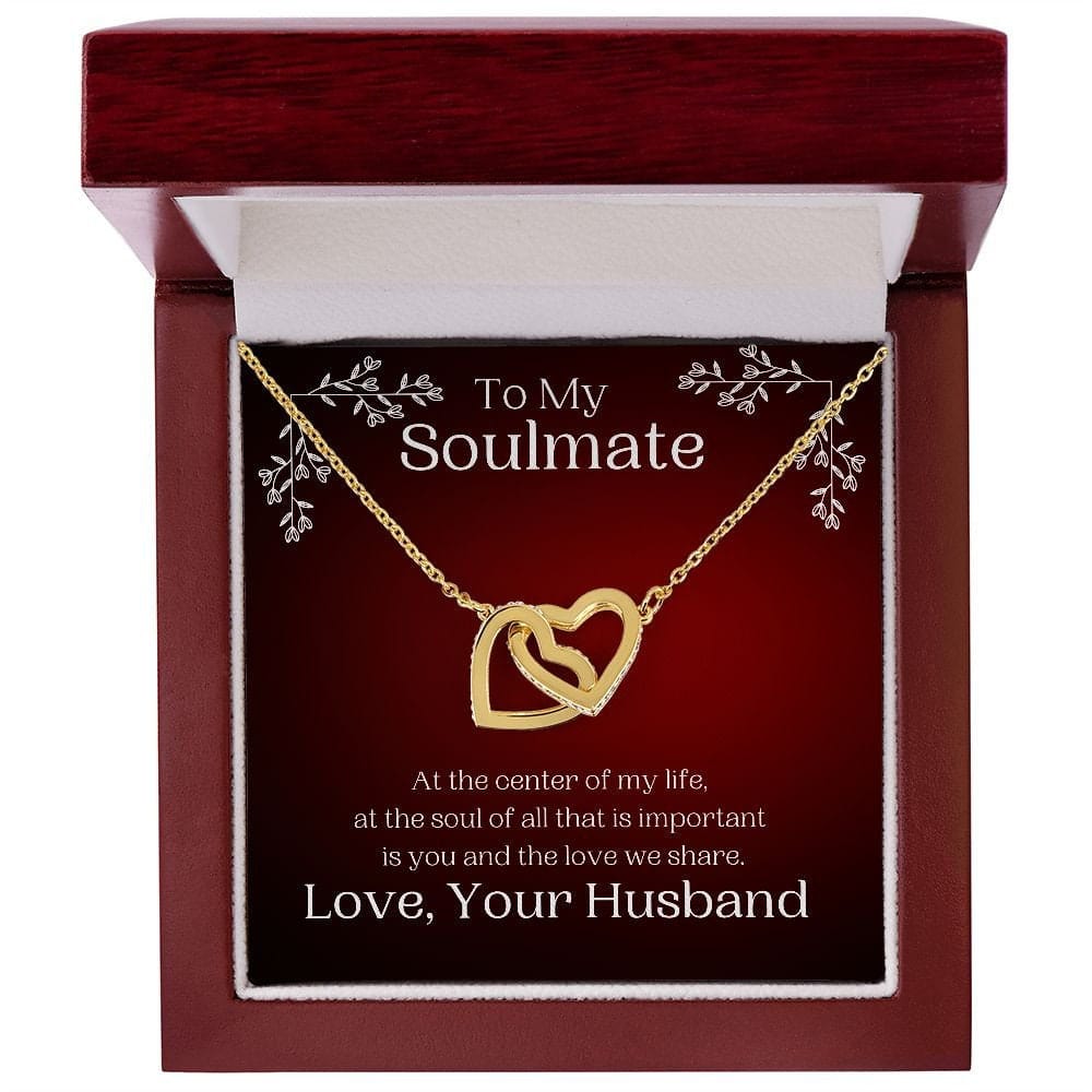 ShineOn Fulfillment Jewelry Soulmate Necklace, To My Soulmate Necklace, Soulmate Gift, Interlocking Hearts, Silver and Rose Gold Necklace, Free Gift Box, Free Shipping