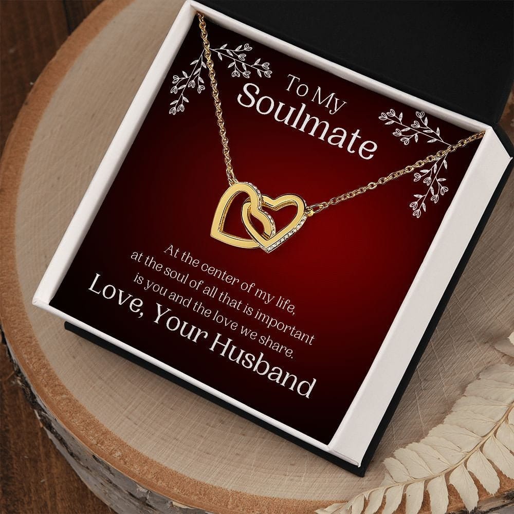 ShineOn Fulfillment Jewelry Soulmate Necklace, To My Soulmate Necklace, Soulmate Gift, Interlocking Hearts, Silver and Rose Gold Necklace, Free Gift Box, Free Shipping