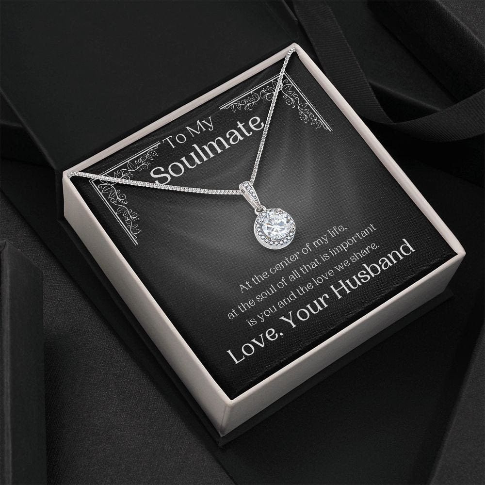 ShineOn Fulfillment Jewelry Soulmate Necklace, Soulmate Gift, To My Soulmate, Valentine Gift, White Gold Necklace, Gift For Her,  Free Gift Box, Free Shipping