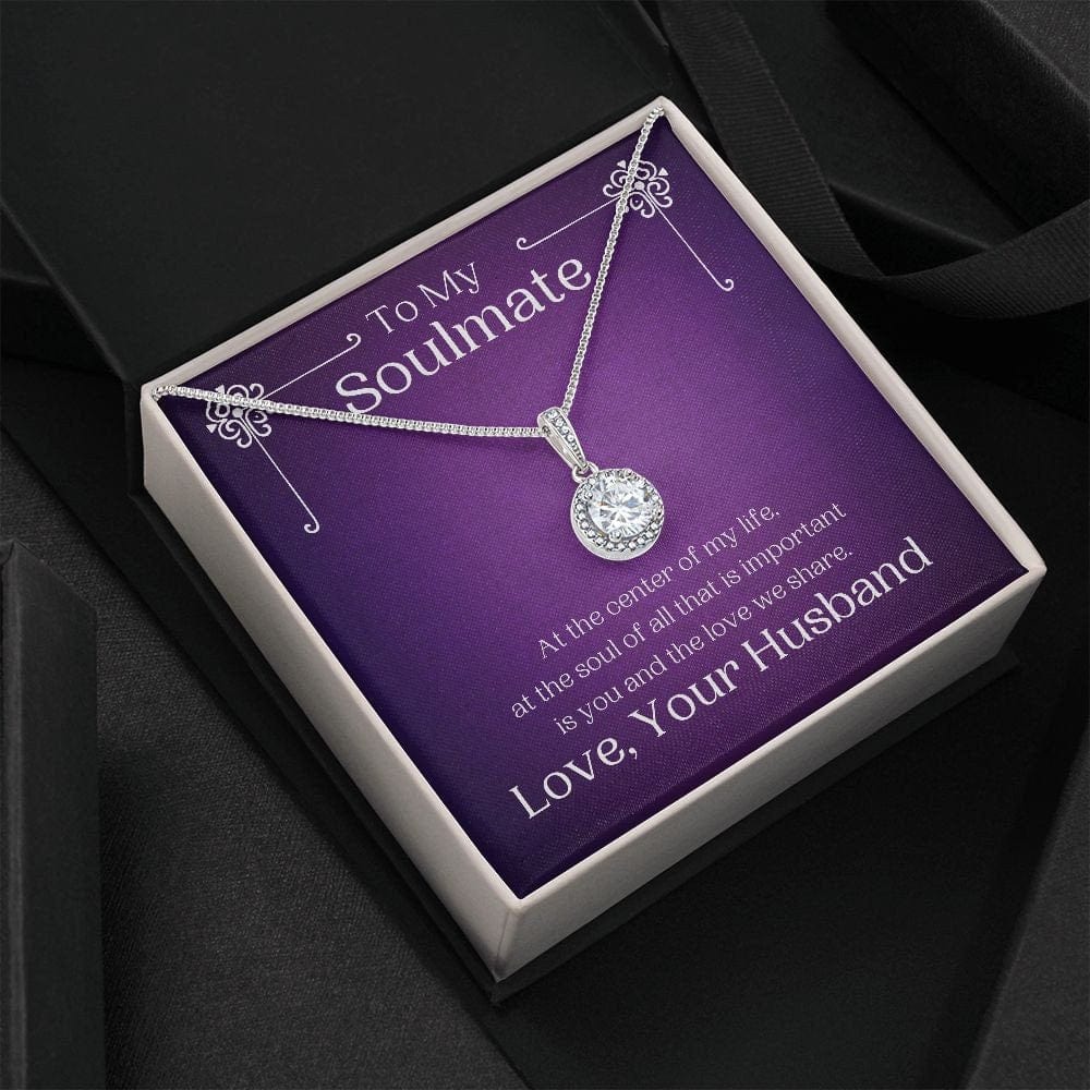 ShineOn Fulfillment Jewelry Soulmate Necklace, Soulmate Gift, To My Soulmate, Valentine Gift, White Gold Necklace, Gift For Her,  Free Gift Box, Free Shipping