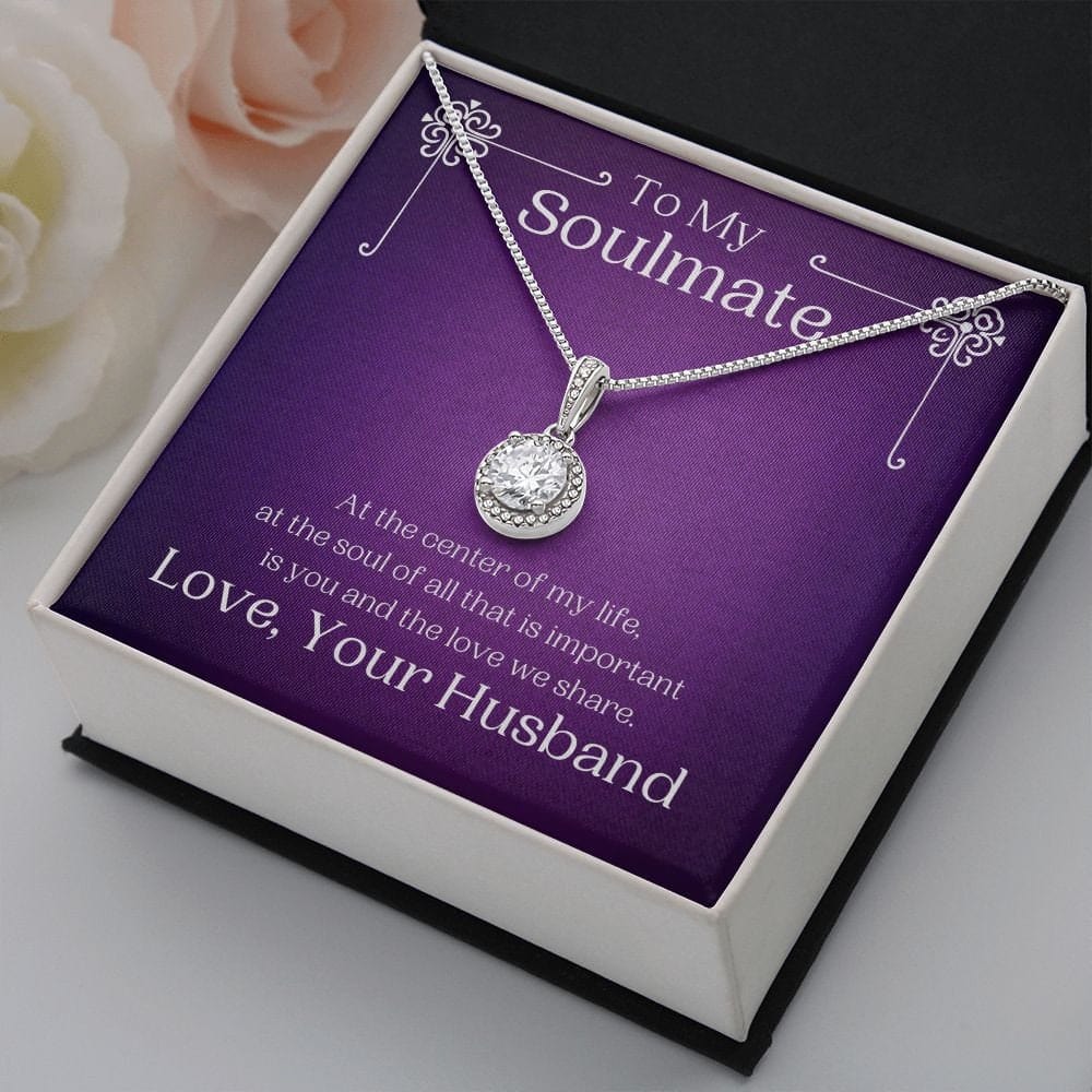 ShineOn Fulfillment Jewelry Soulmate Necklace, Soulmate Gift, To My Soulmate, Valentine Gift, White Gold Necklace, Gift For Her,  Free Gift Box, Free Shipping