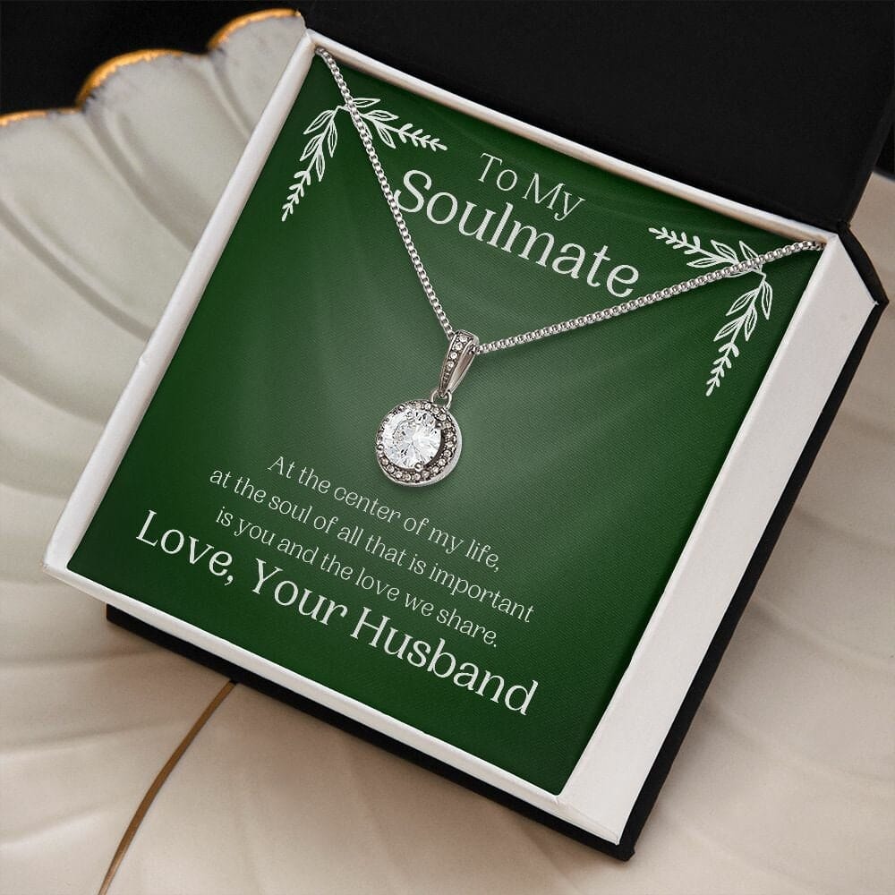 ShineOn Fulfillment Jewelry Soulmate Necklace, Soulmate Gift, To My Soulmate, Valentine Gift, White Gold Necklace, Gift For Her,  Free Gift Box, Free Shipping