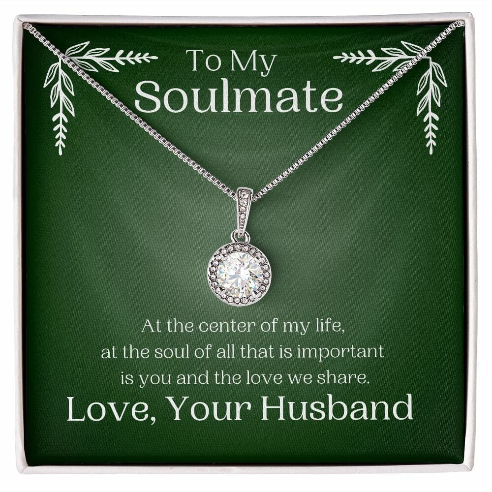 ShineOn Fulfillment Jewelry Soulmate Necklace, Soulmate Gift, To My Soulmate, Valentine Gift, White Gold Necklace, Gift For Her,  Free Gift Box, Free Shipping