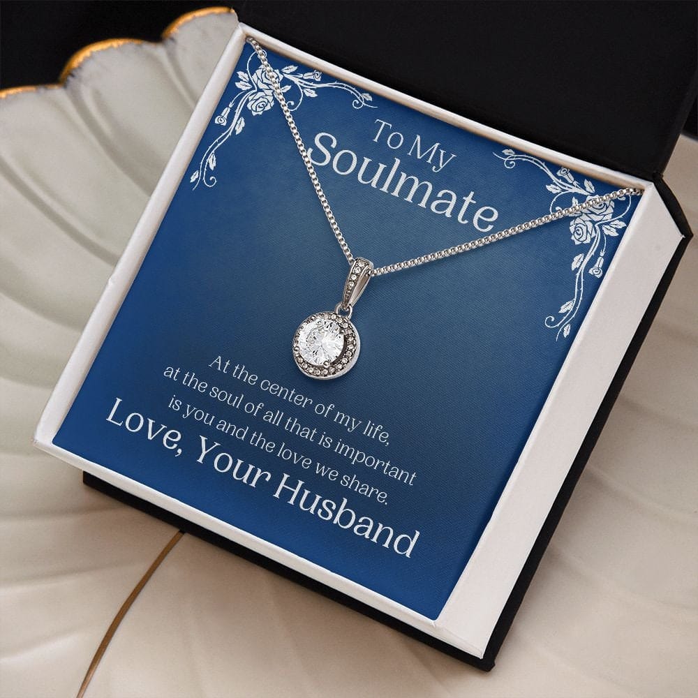 ShineOn Fulfillment Jewelry Soulmate Necklace, Soulmate Gift, To My Soulmate, Valentine Gift, White Gold Necklace, Gift For Her,  Free Gift Box, Free Shipping