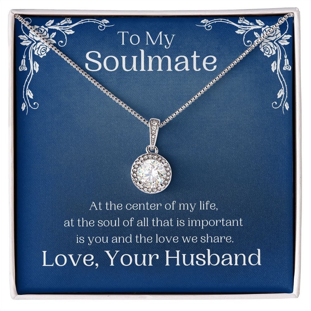 ShineOn Fulfillment Jewelry Soulmate Necklace, Soulmate Gift, To My Soulmate, Valentine Gift, White Gold Necklace, Gift For Her,  Free Gift Box, Free Shipping