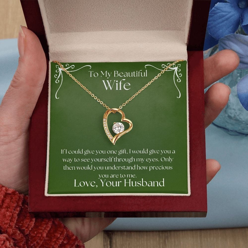 ShineOn Fulfillment Jewelry Wife Necklace, Heart Necklace, Wife Gift, Valentine Gift, Silver Necklace, Gold Necklace, Gift for Her, Free Gift Box, Free Shipping