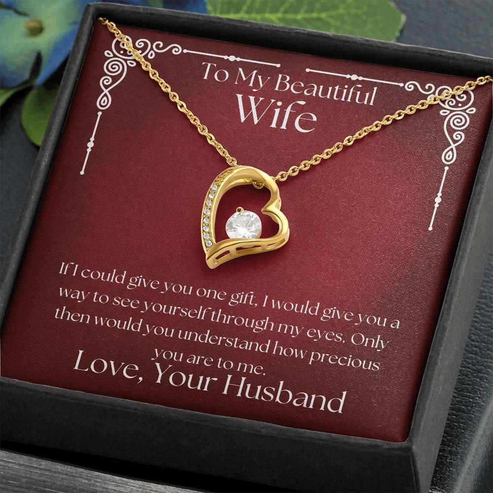 ShineOn Fulfillment Jewelry Wife Necklace, Heart Necklace, Wife Gift, Valentine Gift, Silver Necklace, Gold Necklace, Gift for Her, Free Gift Box, Free Shipping