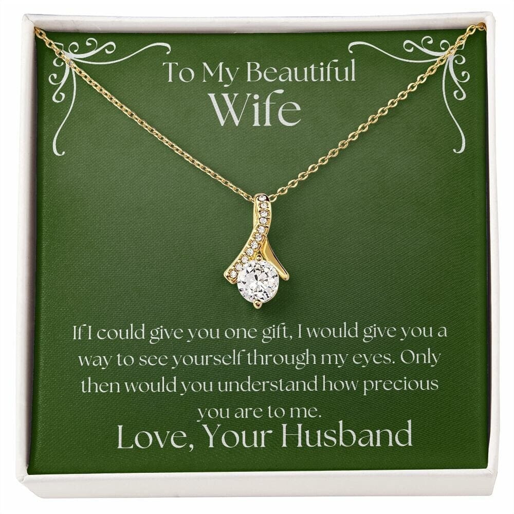 ShineOn Fulfillment Jewelry Wife Necklace, To My Wife Gift, Valentine Gift, Ribbon Necklace, Silver Necklace, Gold Necklace, Gift for Her, Free Gift Box, Free Shipping