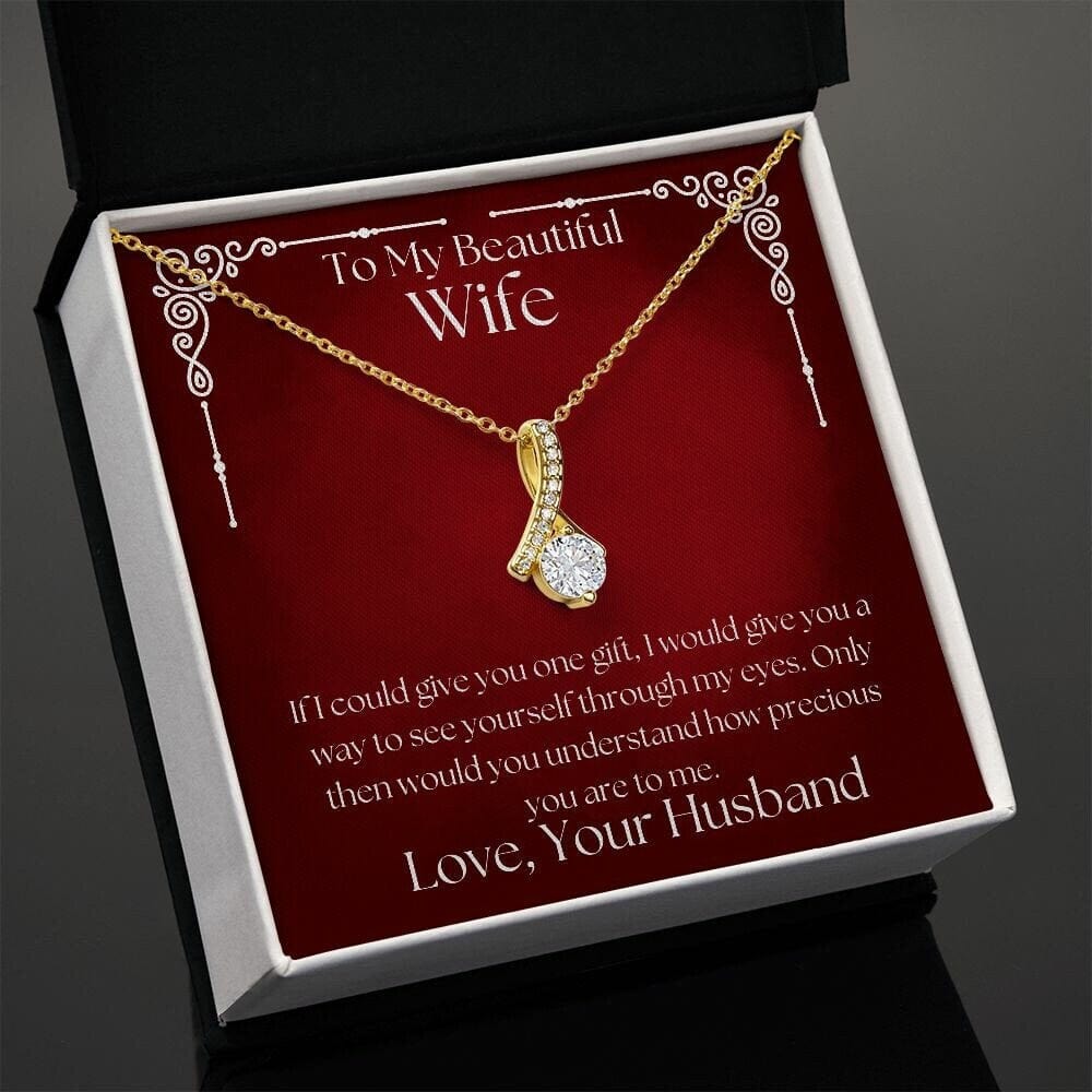 ShineOn Fulfillment Jewelry Wife Necklace, To My Wife Gift, Valentine Gift, Ribbon Necklace, Silver Necklace, Gold Necklace, Gift for Her, Free Gift Box, Free Shipping