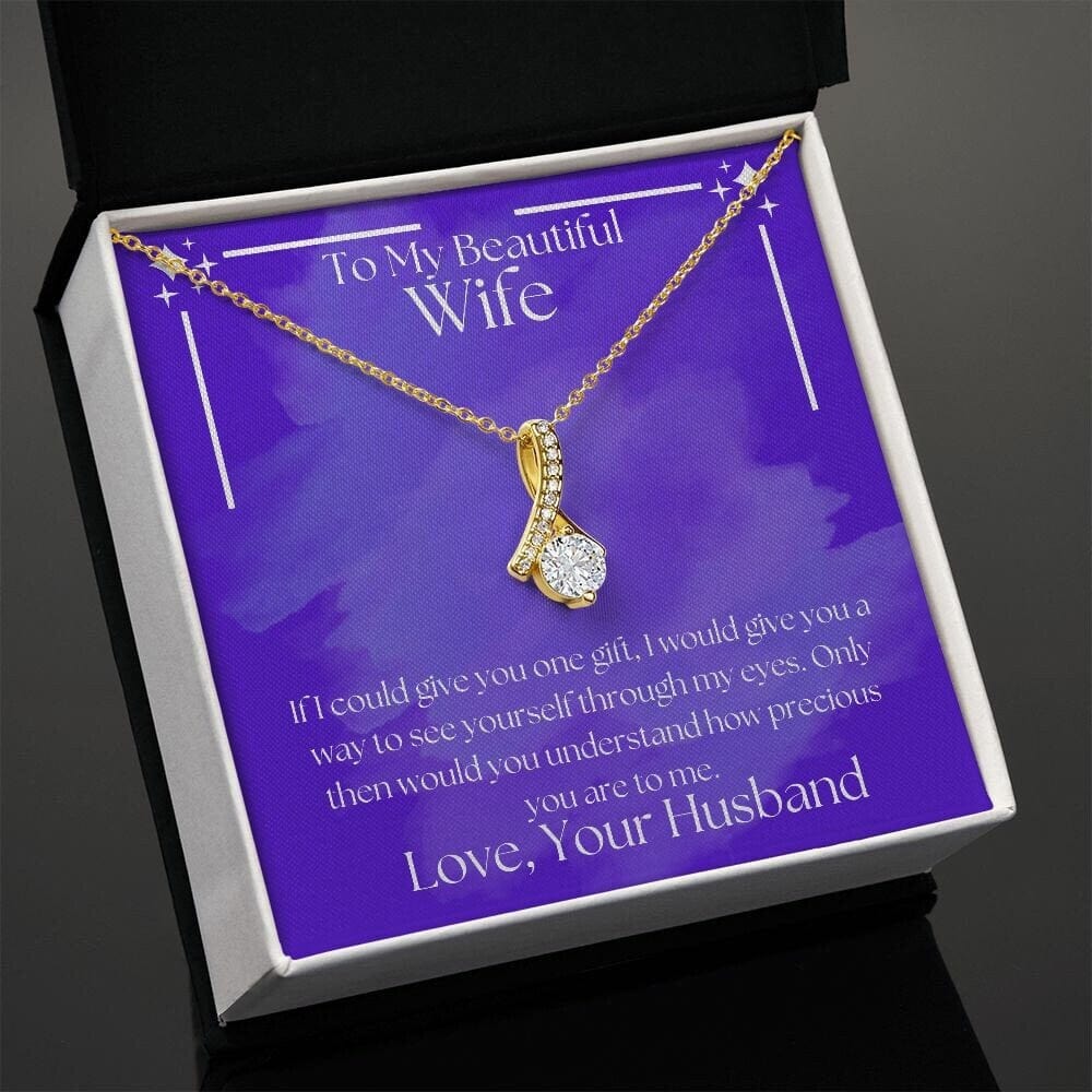 ShineOn Fulfillment Jewelry Wife Necklace, To My Wife Gift, Valentine Gift, Ribbon Necklace, Silver Necklace, Gold Necklace, Gift for Her, Free Gift Box, Free Shipping