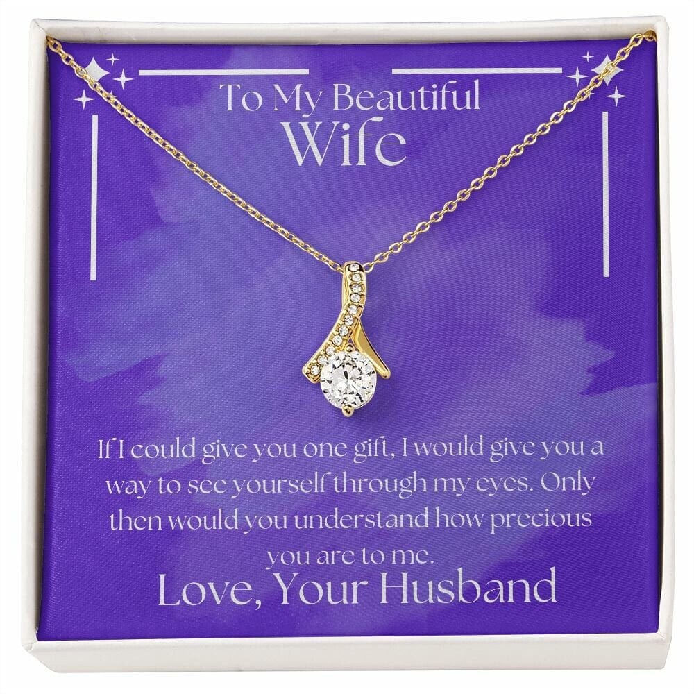 ShineOn Fulfillment Jewelry Wife Necklace, To My Wife Gift, Valentine Gift, Ribbon Necklace, Silver Necklace, Gold Necklace, Gift for Her, Free Gift Box, Free Shipping