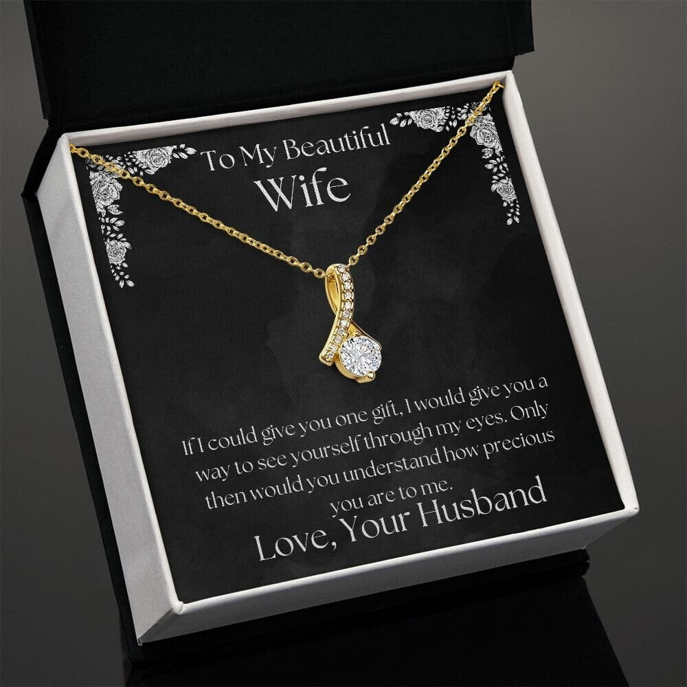 ShineOn Fulfillment Jewelry Wife Necklace, To My Wife Gift, Valentine Gift, Ribbon Necklace, Silver Necklace, Gold Necklace, Gift for Her, Free Gift Box, Free Shipping