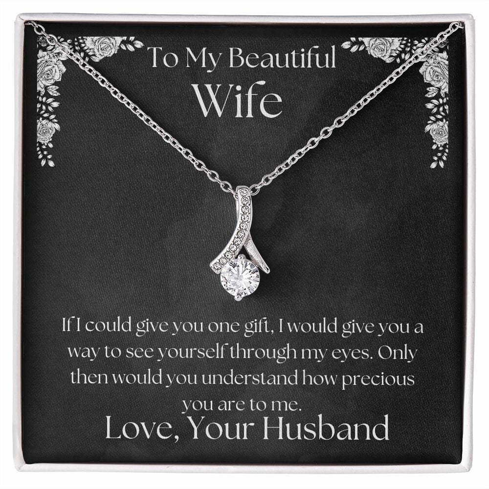 ShineOn Fulfillment Jewelry Wife Necklace, To My Wife Gift, Valentine Gift, Ribbon Necklace, Silver Necklace, Gold Necklace, Gift for Her, Free Gift Box, Free Shipping