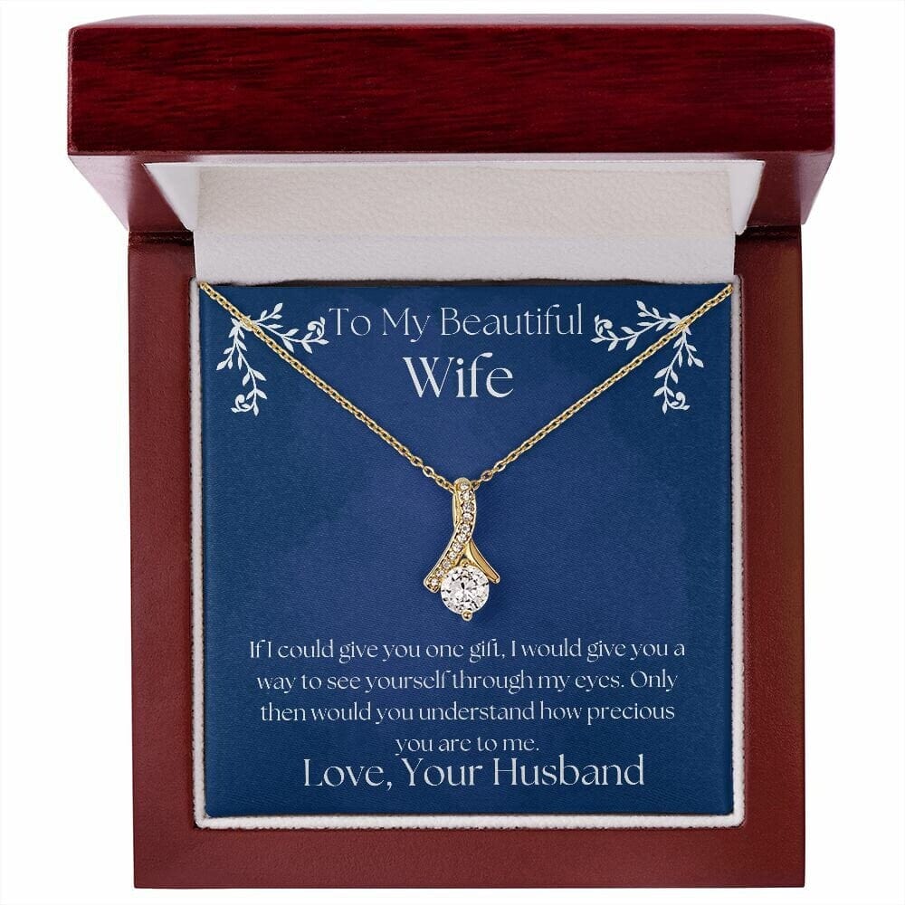 ShineOn Fulfillment Jewelry Wife Necklace, To My Wife Gift, Valentine Gift, Ribbon Necklace, Silver Necklace, Gold Necklace, Gift for Her, Free Gift Box, Free Shipping