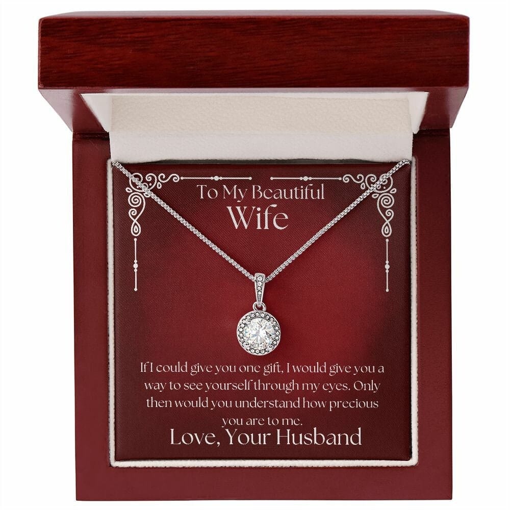 ShineOn Fulfillment Jewelry Wife Necklace, To My Beautiful Wife Necklace, Wife Gift, Valentine Gift, White Gold Necklace, Gift for Her, Free Gift Box, Free Shipping