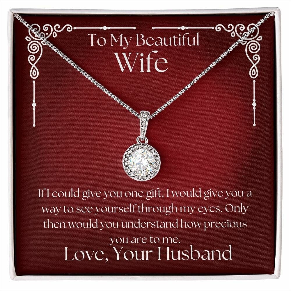 ShineOn Fulfillment Jewelry Wife Necklace, To My Beautiful Wife Necklace, Wife Gift, Valentine Gift, White Gold Necklace, Gift for Her, Free Gift Box, Free Shipping