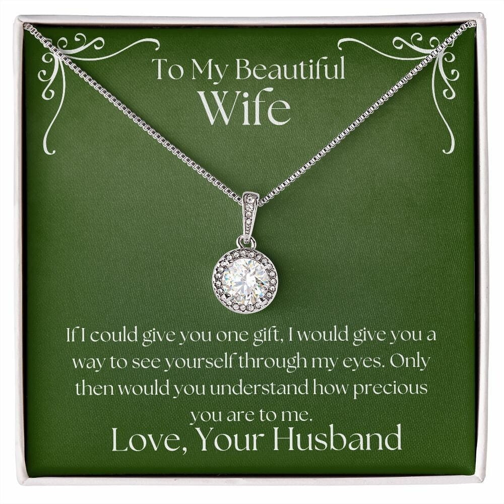ShineOn Fulfillment Jewelry Wife Necklace, To My Beautiful Wife Necklace, Wife Gift, Valentine Gift, White Gold Necklace, Gift for Her, Free Gift Box, Free Shipping