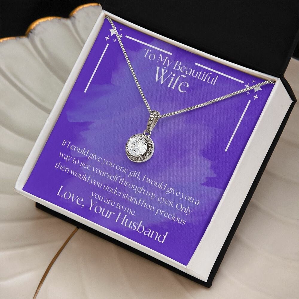 ShineOn Fulfillment Jewelry Wife Necklace, To My Beautiful Wife Necklace, Wife Gift, Valentine Gift, White Gold Necklace, Gift for Her, Free Gift Box, Free Shipping