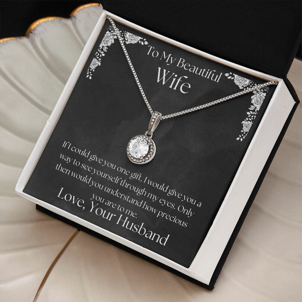 ShineOn Fulfillment Jewelry Wife Necklace, To My Beautiful Wife Necklace, Wife Gift, Valentine Gift, White Gold Necklace, Gift for Her, Free Gift Box, Free Shipping