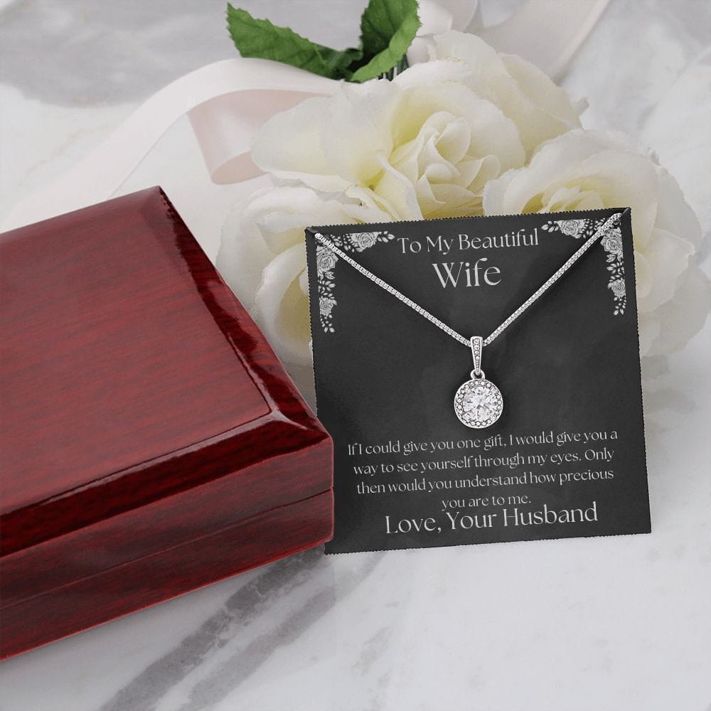 ShineOn Fulfillment Jewelry Wife Necklace, To My Beautiful Wife Necklace, Wife Gift, Valentine Gift, White Gold Necklace, Gift for Her, Free Gift Box, Free Shipping