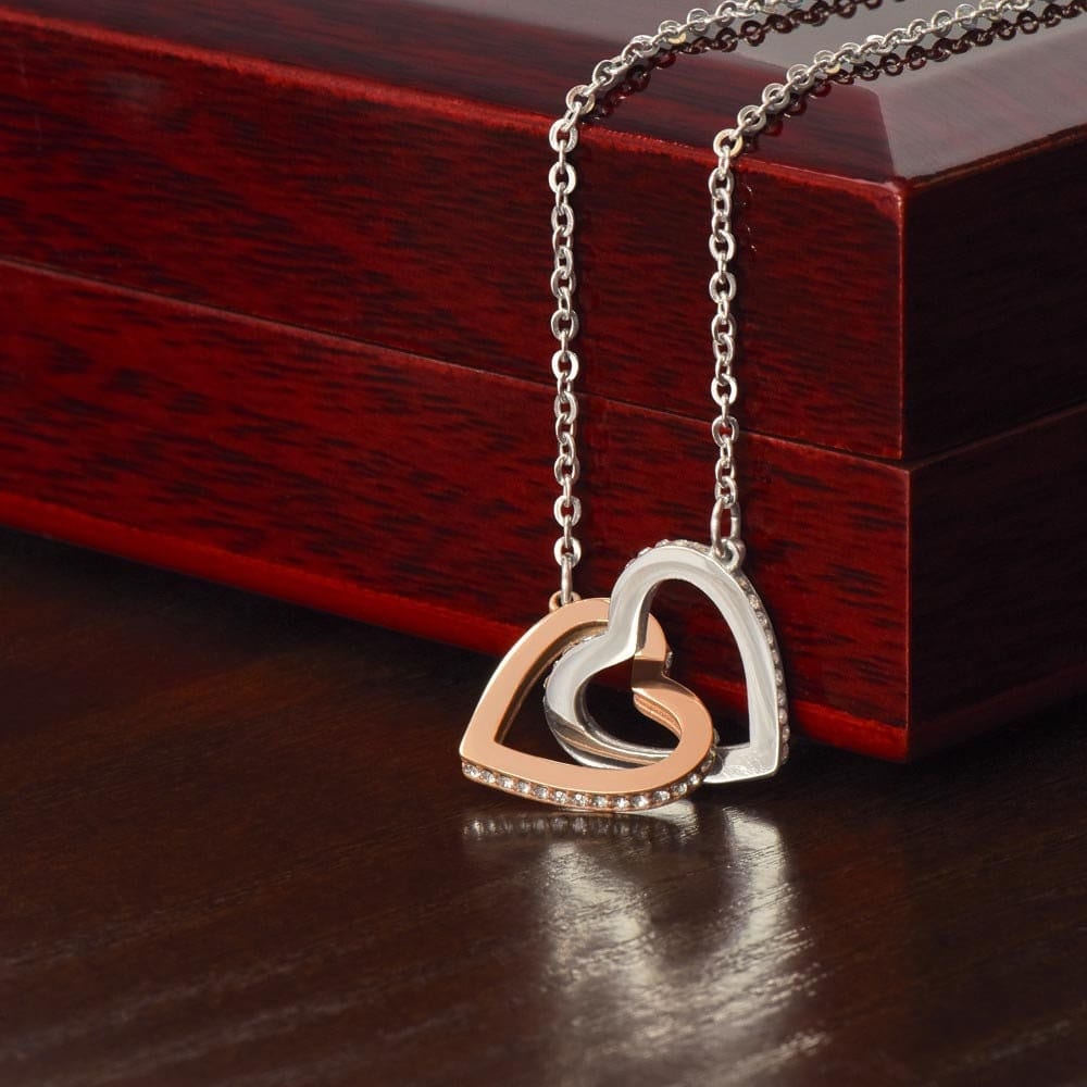 ShineOn Fulfillment Jewelry Wife Necklace, To My Beautiful Wife Necklace, Wife Gift, Interlocking Hearts, Silver and Rose Gold Necklace, Free Gift Box, Free Shipping