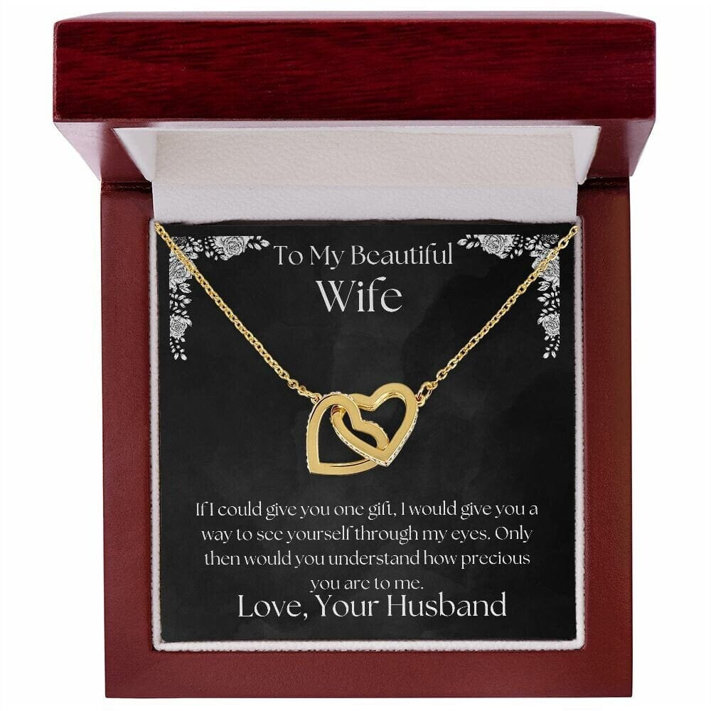 ShineOn Fulfillment Jewelry Wife Necklace, To My Beautiful Wife Necklace, Wife Gift, Interlocking Hearts, Silver and Rose Gold Necklace, Free Gift Box, Free Shipping