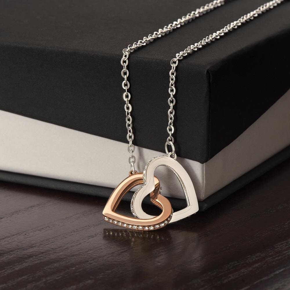 ShineOn Fulfillment Jewelry Wife Necklace, To My Beautiful Wife Necklace, Wife Gift, Interlocking Hearts, Silver and Rose Gold Necklace, Free Gift Box, Free Shipping