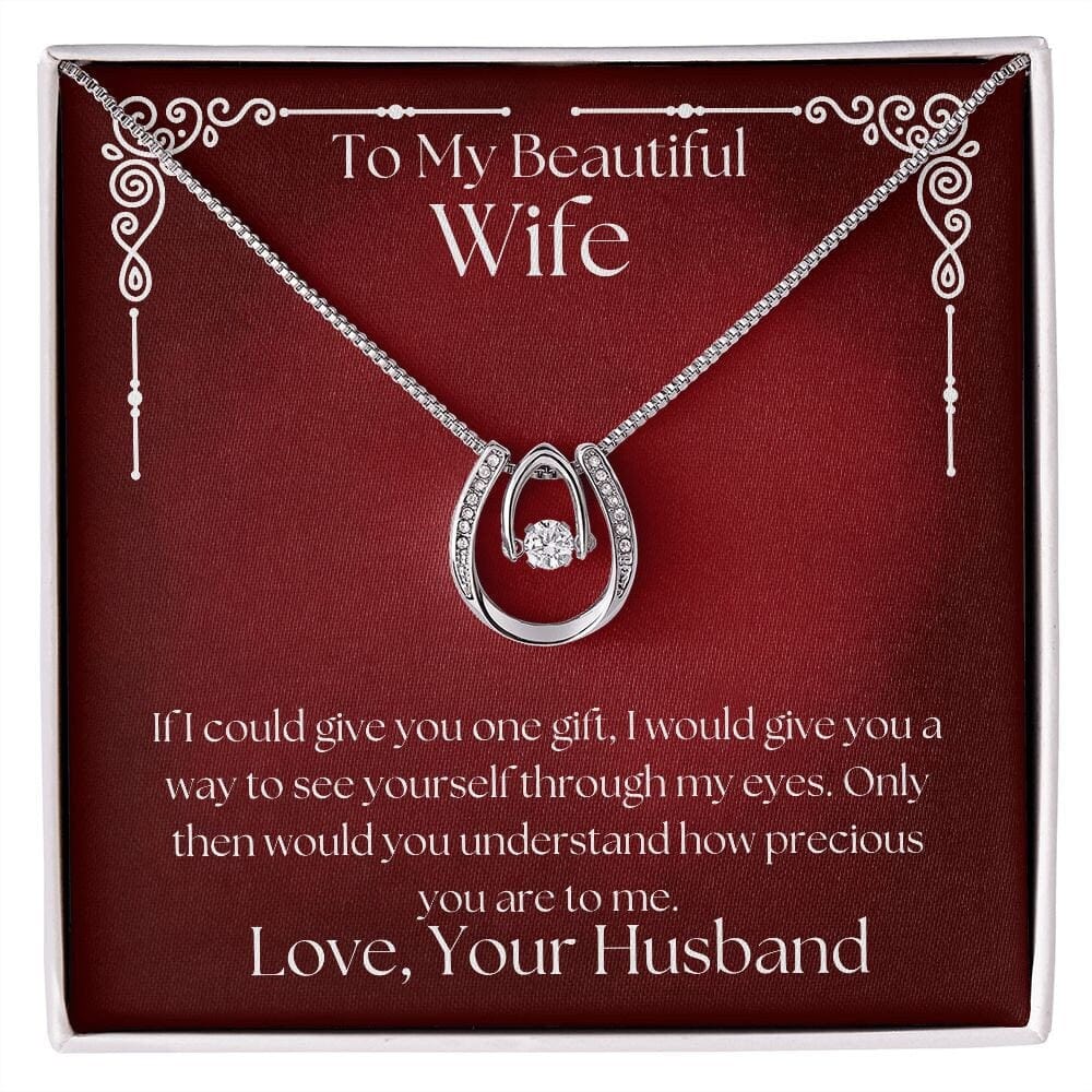 ShineOn Fulfillment Jewelry Wife Necklace, Wife Gift, To My Beautiful Wife, Valentine Gift, Lucky Necklace, White Gold, Gift For Her, Free Gift Box, Free Shipping