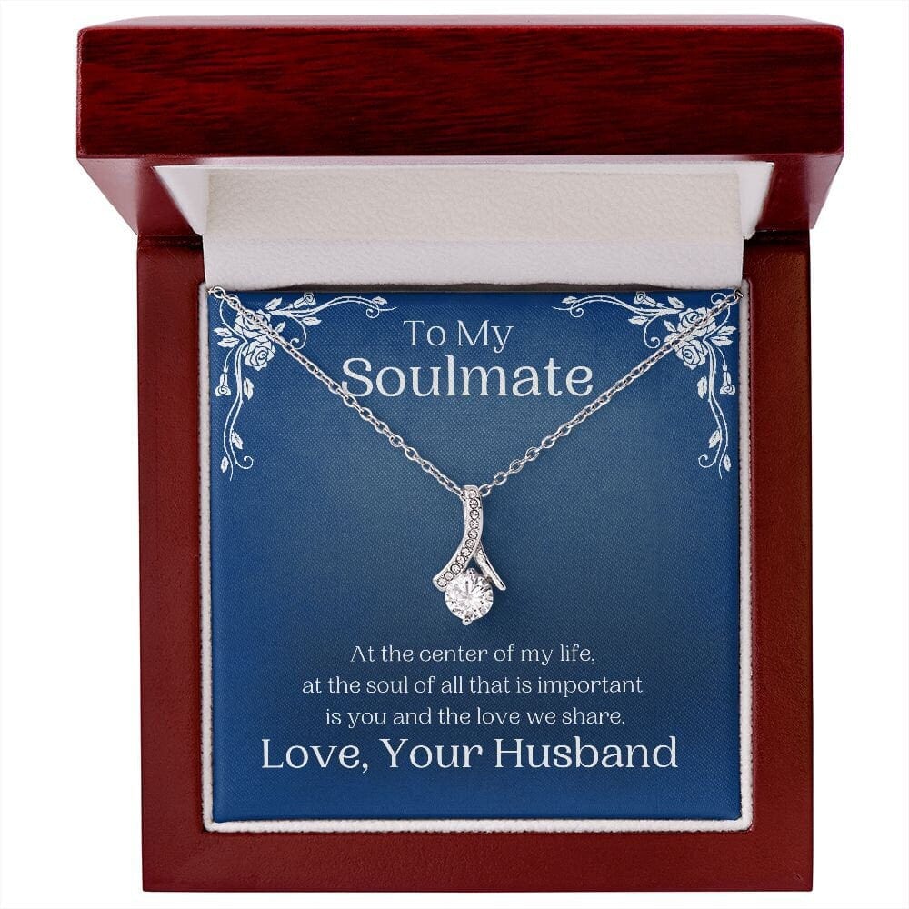 ShineOn Fulfillment Jewelry Soulmate Necklace, My Soulmate, Soulmate Gift, Ribbon Necklace, Silver Necklace, Gold Necklace, Gift for Her, Free Gift Box, Free Shipping