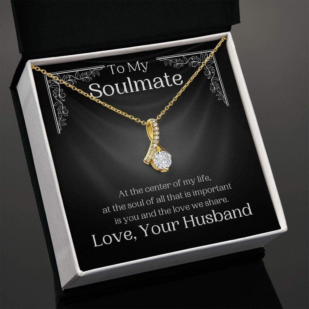 ShineOn Fulfillment Jewelry Soulmate Necklace, My Soulmate, Soulmate Gift, Ribbon Necklace, Silver Necklace, Gold Necklace, Gift for Her, Free Gift Box, Free Shipping