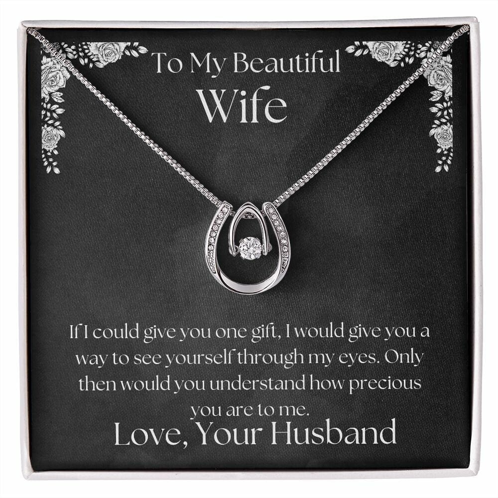 ShineOn Fulfillment Jewelry Wife Necklace, Wife Gift, To My Beautiful Wife, Valentine Gift, Lucky Necklace, White Gold, Gift For Her, Free Gift Box, Free Shipping