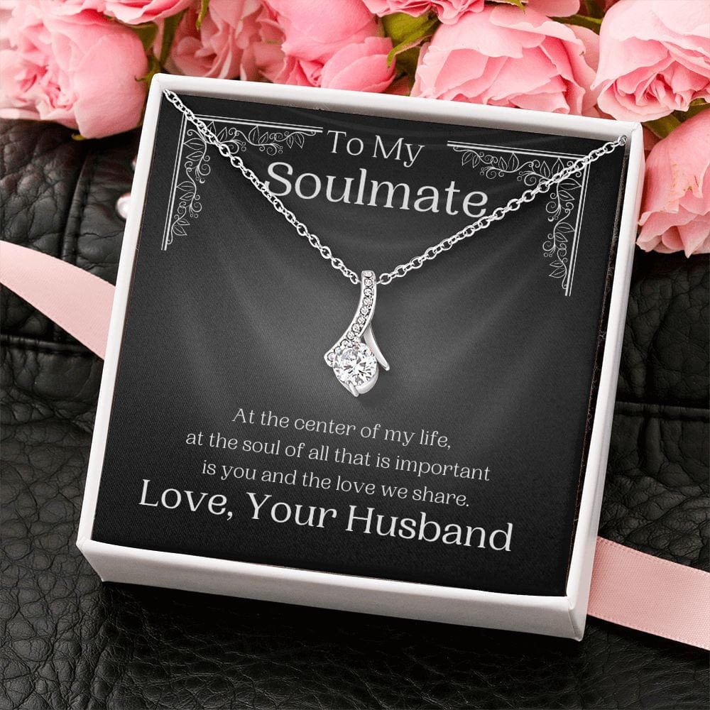 ShineOn Fulfillment Jewelry Soulmate Necklace, My Soulmate, Soulmate Gift, Ribbon Necklace, Silver Necklace, Gold Necklace, Gift for Her, Free Gift Box, Free Shipping