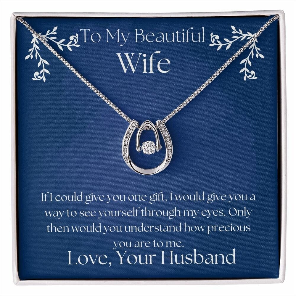 ShineOn Fulfillment Jewelry Wife Necklace, Wife Gift, To My Beautiful Wife, Valentine Gift, Lucky Necklace, White Gold, Gift For Her, Free Gift Box, Free Shipping