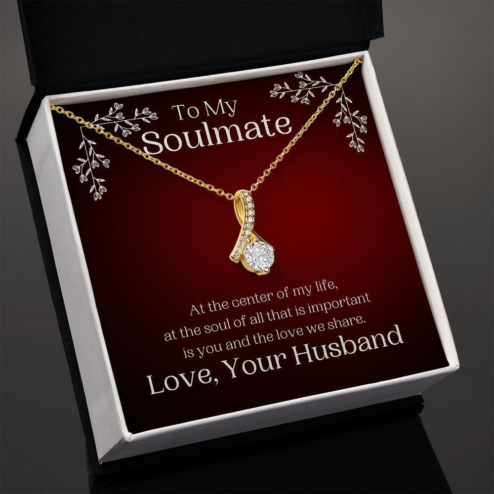 ShineOn Fulfillment Jewelry Soulmate Necklace, My Soulmate, Soulmate Gift, Ribbon Necklace, Silver Necklace, Gold Necklace, Gift for Her, Free Gift Box, Free Shipping