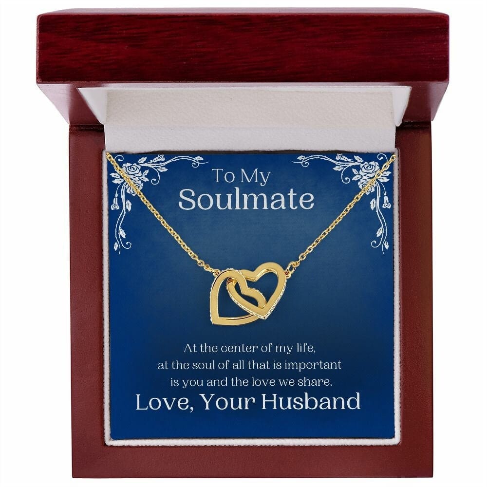 ShineOn Fulfillment Jewelry Soulmate Necklace, To My Soulmate Necklace, Soulmate Gift, Interlocking Hearts, Silver and Rose Gold Necklace, Free Gift Box, Free Shipping