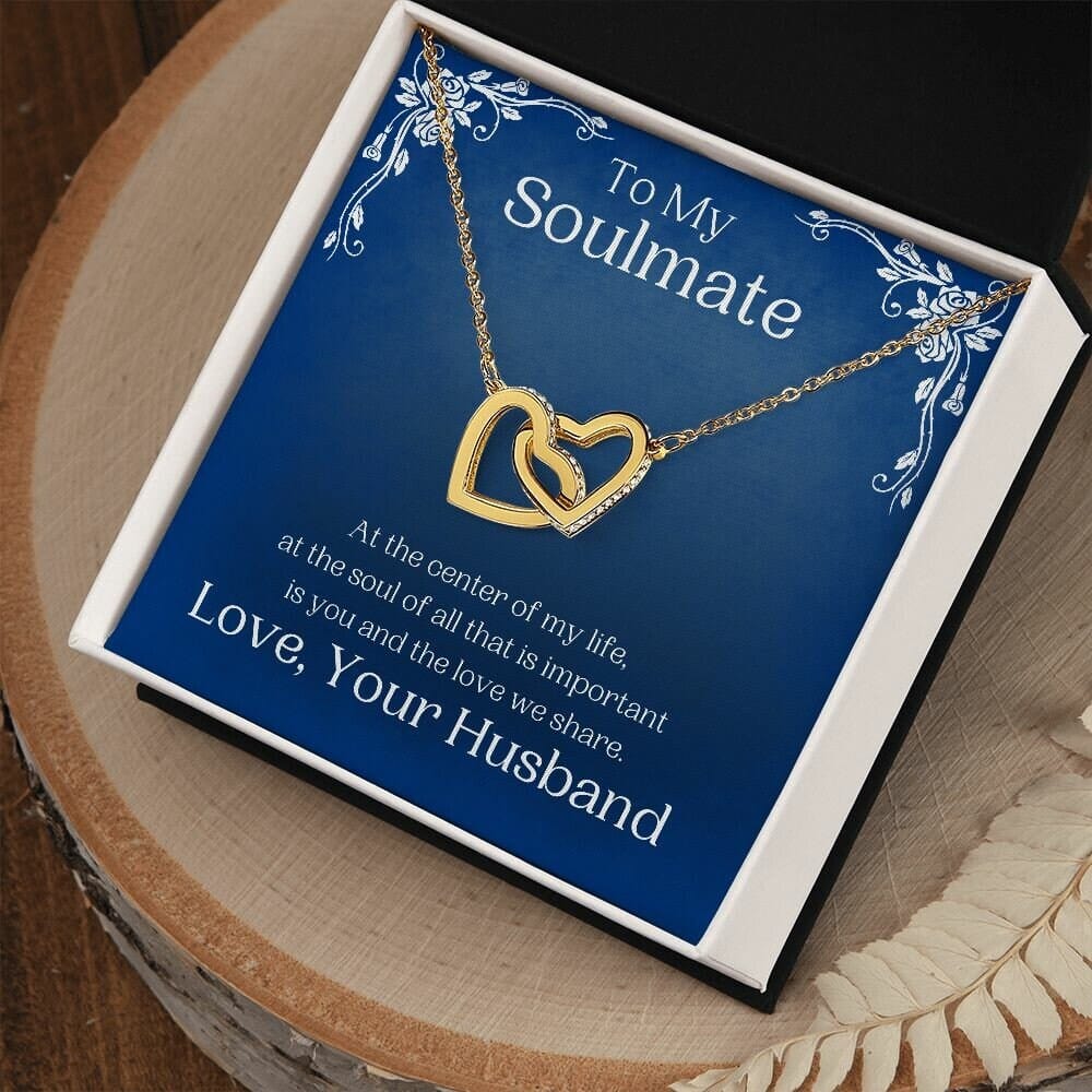 ShineOn Fulfillment Jewelry Soulmate Necklace, To My Soulmate Necklace, Soulmate Gift, Interlocking Hearts, Silver and Rose Gold Necklace, Free Gift Box, Free Shipping