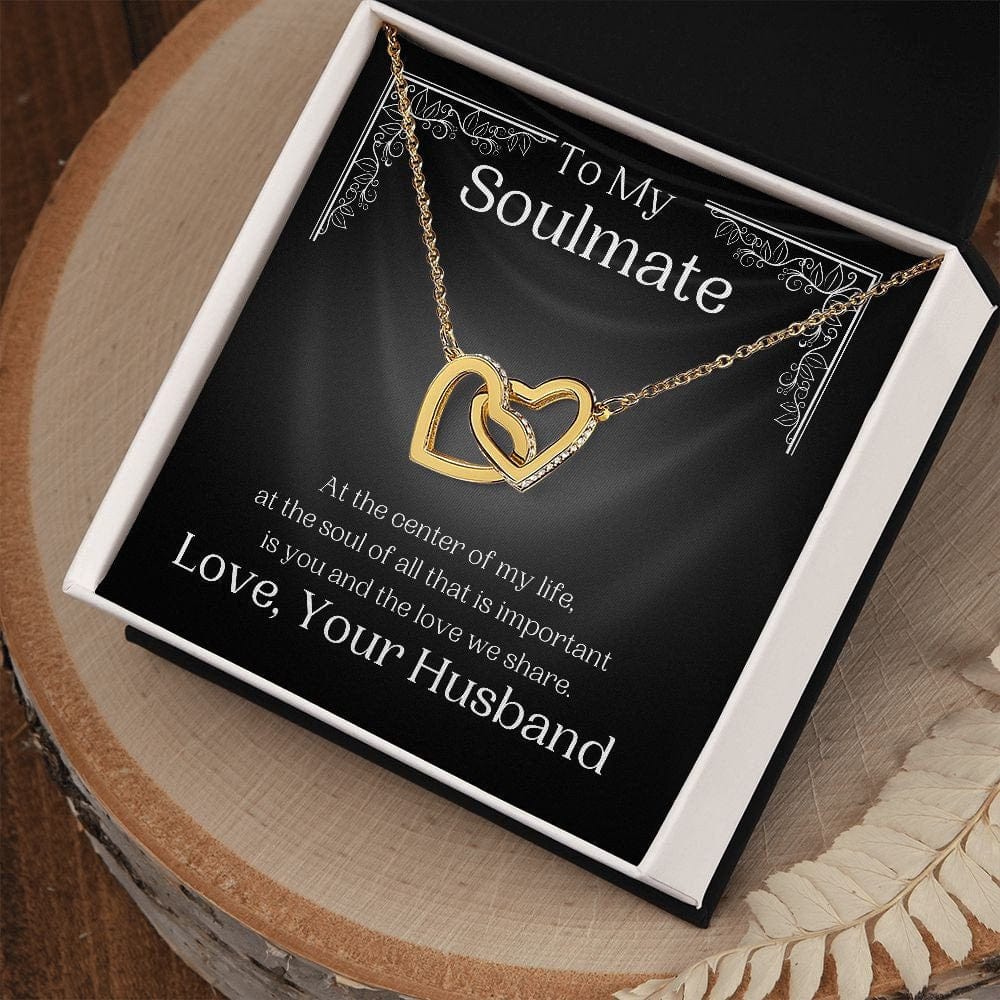 ShineOn Fulfillment Jewelry Soulmate Necklace, To My Soulmate Necklace, Soulmate Gift, Interlocking Hearts, Silver and Rose Gold Necklace, Free Gift Box, Free Shipping