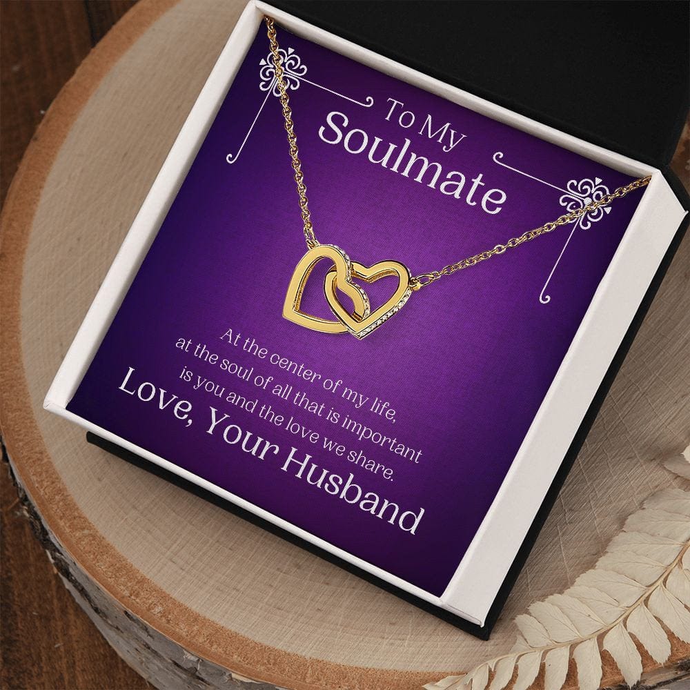 ShineOn Fulfillment Jewelry Soulmate Necklace, To My Soulmate Necklace, Soulmate Gift, Interlocking Hearts, Silver and Rose Gold Necklace, Free Gift Box, Free Shipping