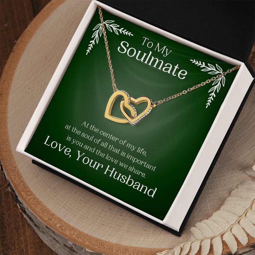 ShineOn Fulfillment Jewelry Soulmate Necklace, To My Soulmate Necklace, Soulmate Gift, Interlocking Hearts, Silver and Rose Gold Necklace, Free Gift Box, Free Shipping