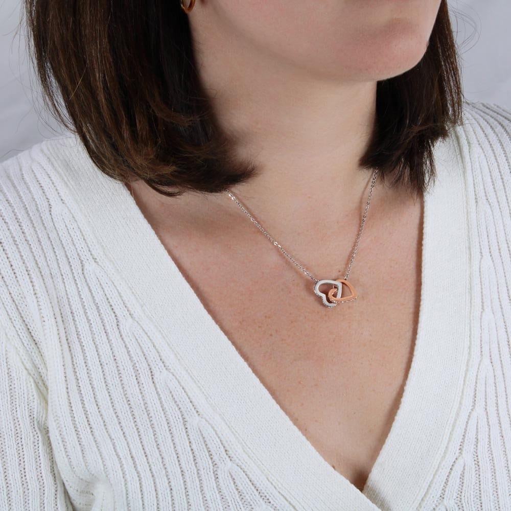 ShineOn Fulfillment Jewelry Soulmate Necklace, To My Soulmate Necklace, Soulmate Gift, Interlocking Hearts, Silver and Rose Gold Necklace, Free Gift Box, Free Shipping