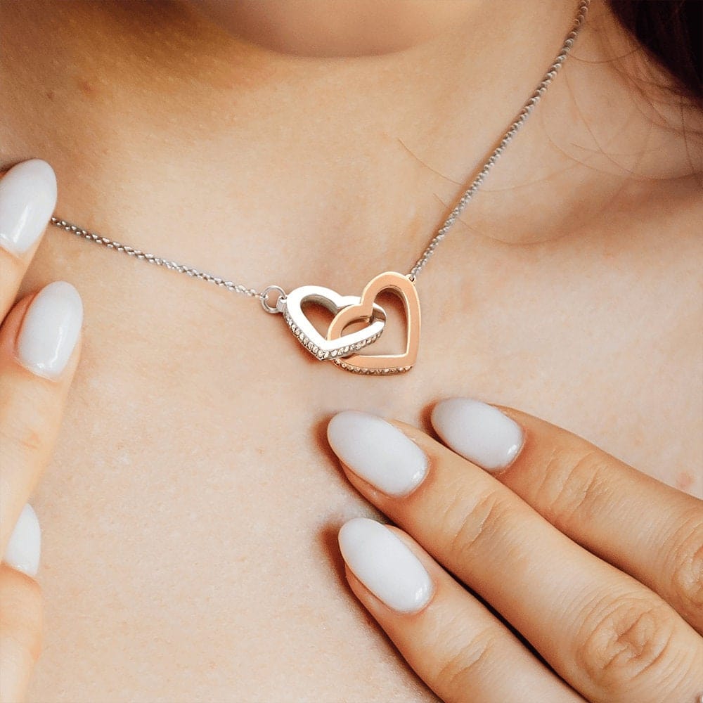 ShineOn Fulfillment Jewelry Soulmate Necklace, To My Soulmate Necklace, Soulmate Gift, Interlocking Hearts, Silver and Rose Gold Necklace, Free Gift Box, Free Shipping