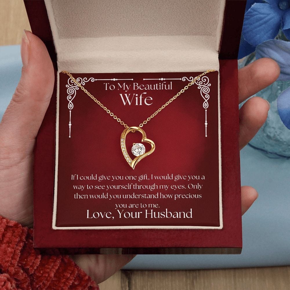 ShineOn Fulfillment Jewelry Wife Necklace, Heart Necklace, Wife Gift, Valentine Gift, Silver Necklace, Gold Necklace, Gift for Her, Free Gift Box, Free Shipping