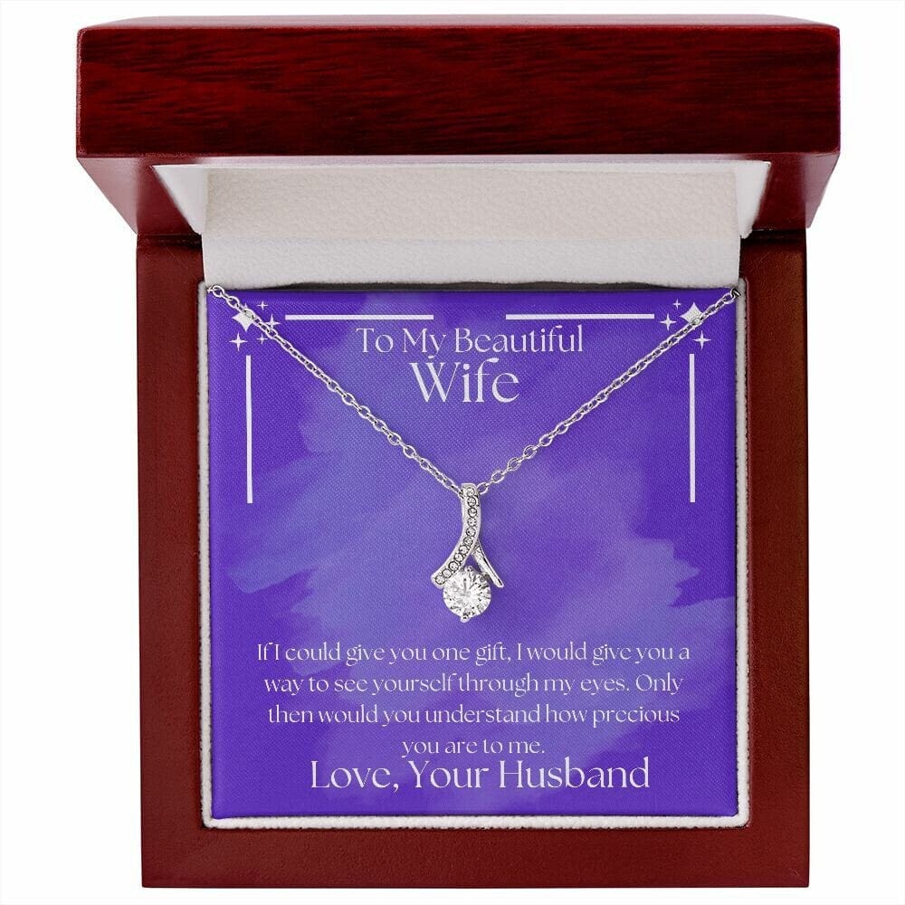 ShineOn Fulfillment Jewelry Wife Necklace, To My Wife Gift, Valentine Gift, Ribbon Necklace, Silver Necklace, Gold Necklace, Gift for Her, Free Gift Box, Free Shipping