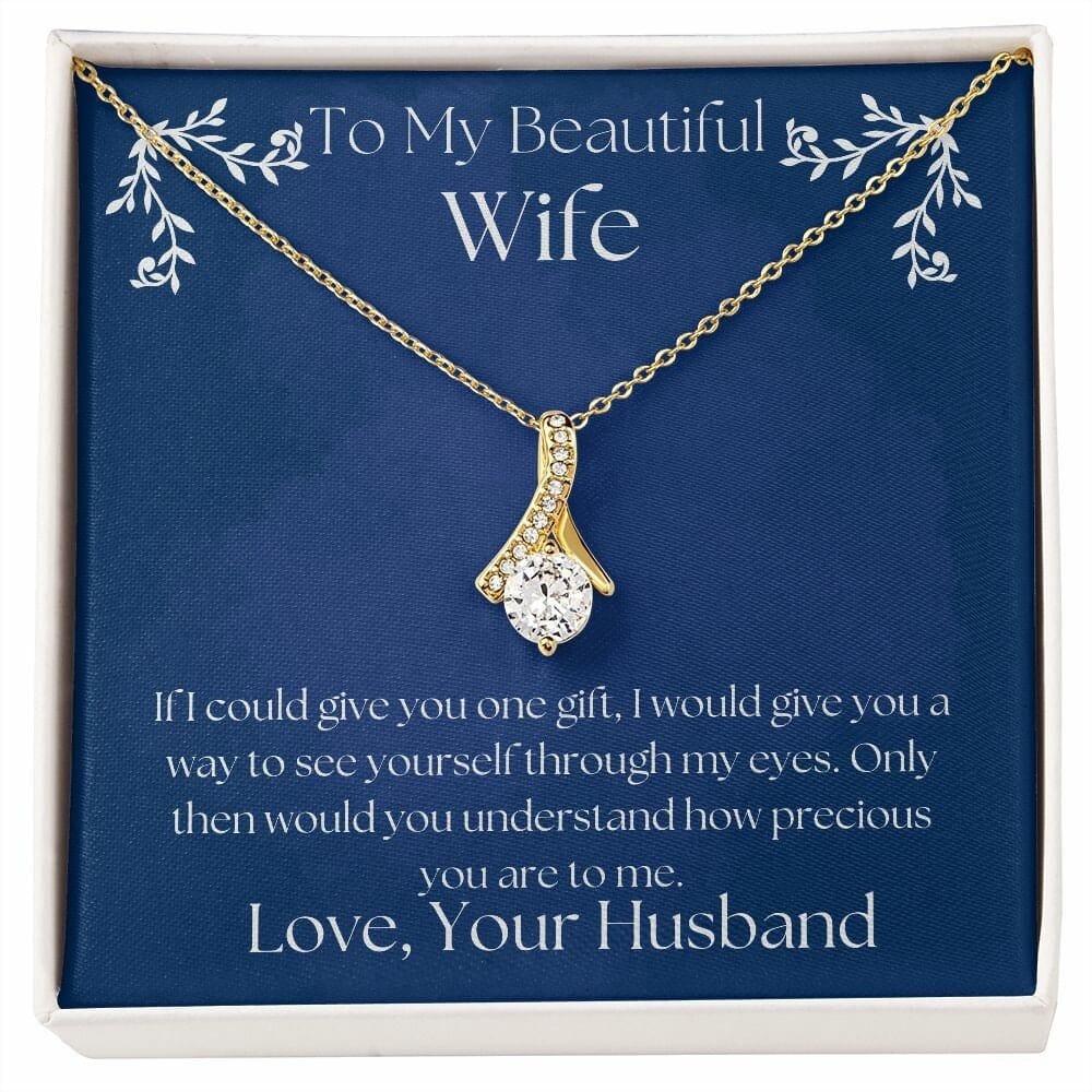 ShineOn Fulfillment Jewelry Wife Necklace, To My Wife Gift, Valentine Gift, Ribbon Necklace, Silver Necklace, Gold Necklace, Gift for Her, Free Gift Box, Free Shipping