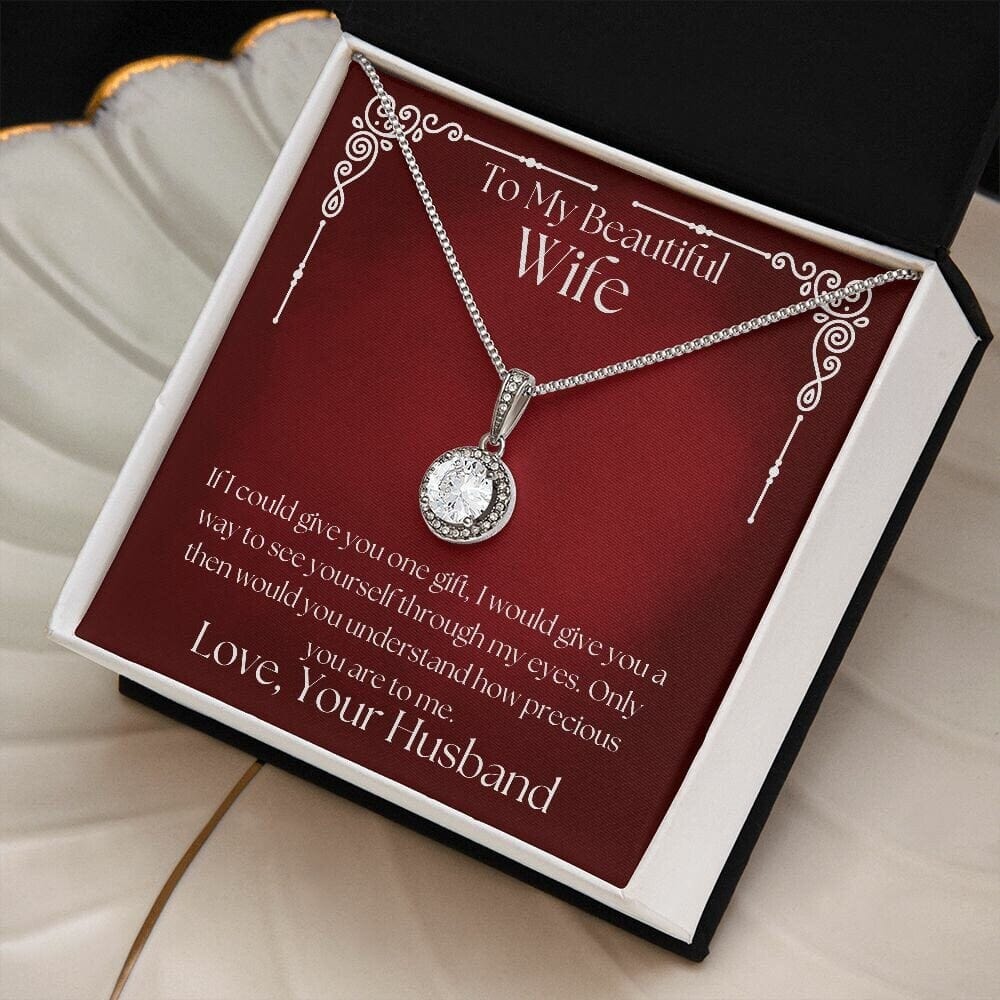 ShineOn Fulfillment Jewelry Wife Necklace, To My Beautiful Wife Necklace, Wife Gift, Valentine Gift, White Gold Necklace, Gift for Her, Free Gift Box, Free Shipping