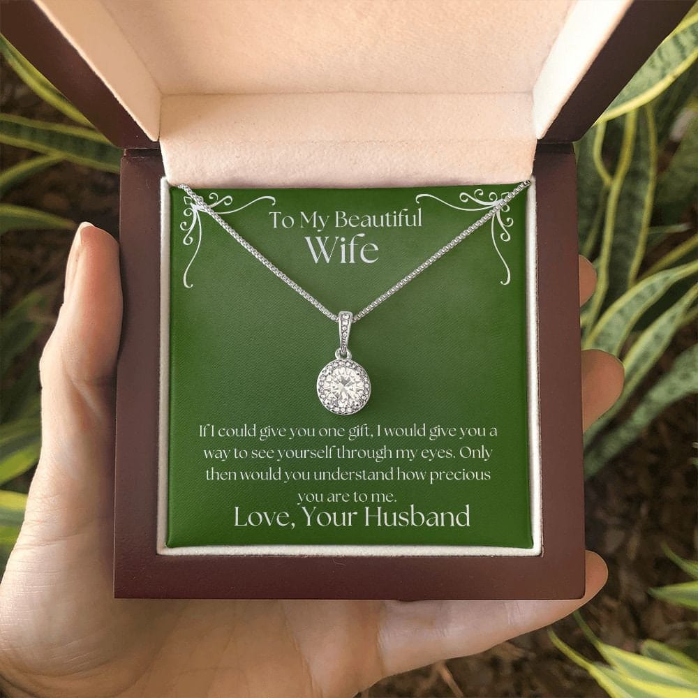 ShineOn Fulfillment Jewelry Wife Necklace, To My Beautiful Wife Necklace, Wife Gift, Valentine Gift, White Gold Necklace, Gift for Her, Free Gift Box, Free Shipping