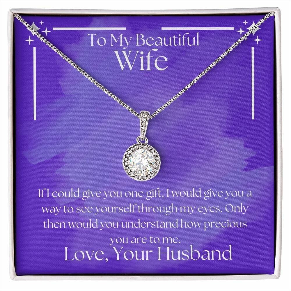 ShineOn Fulfillment Jewelry Wife Necklace, To My Beautiful Wife Necklace, Wife Gift, Valentine Gift, White Gold Necklace, Gift for Her, Free Gift Box, Free Shipping